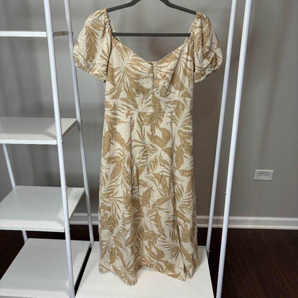 Jessica Simpson Cream and Tan Midi Dress